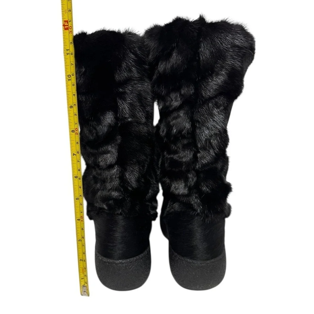 Oscar Apres Ski Fur Lined Winter Holiday Chic Tall Snow Cozy Boots Black 36 or 6
